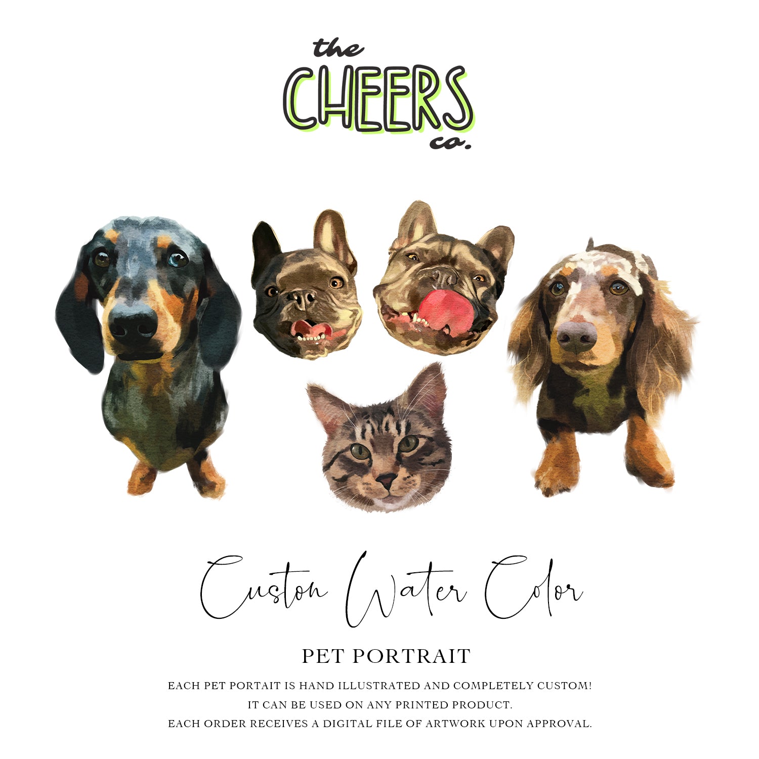 Custom Pet Watercolor Portrait