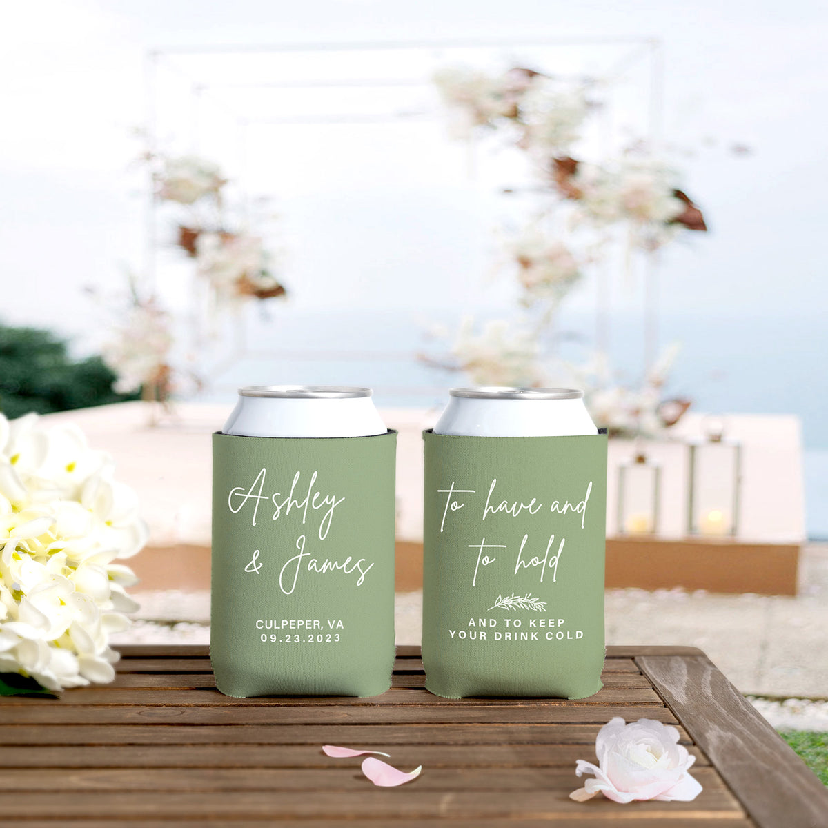Personalized Wedding Can Coolers – 16 Designs, Bulk Wedding Favors for Guests