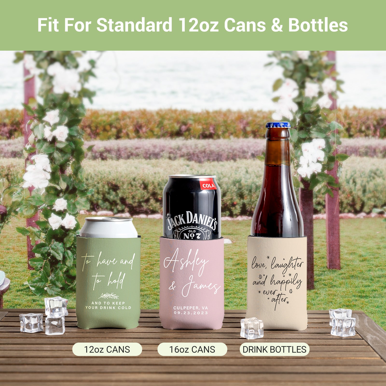Personalized Wedding Can Coolers – 16 Designs, Bulk Wedding Favors for Guests