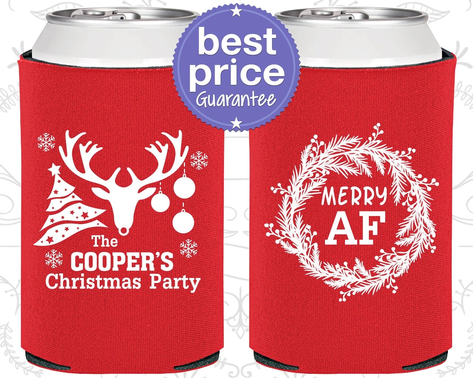 Custom Christmas Can Cooler - Christmas Party Supplies, Merry AF