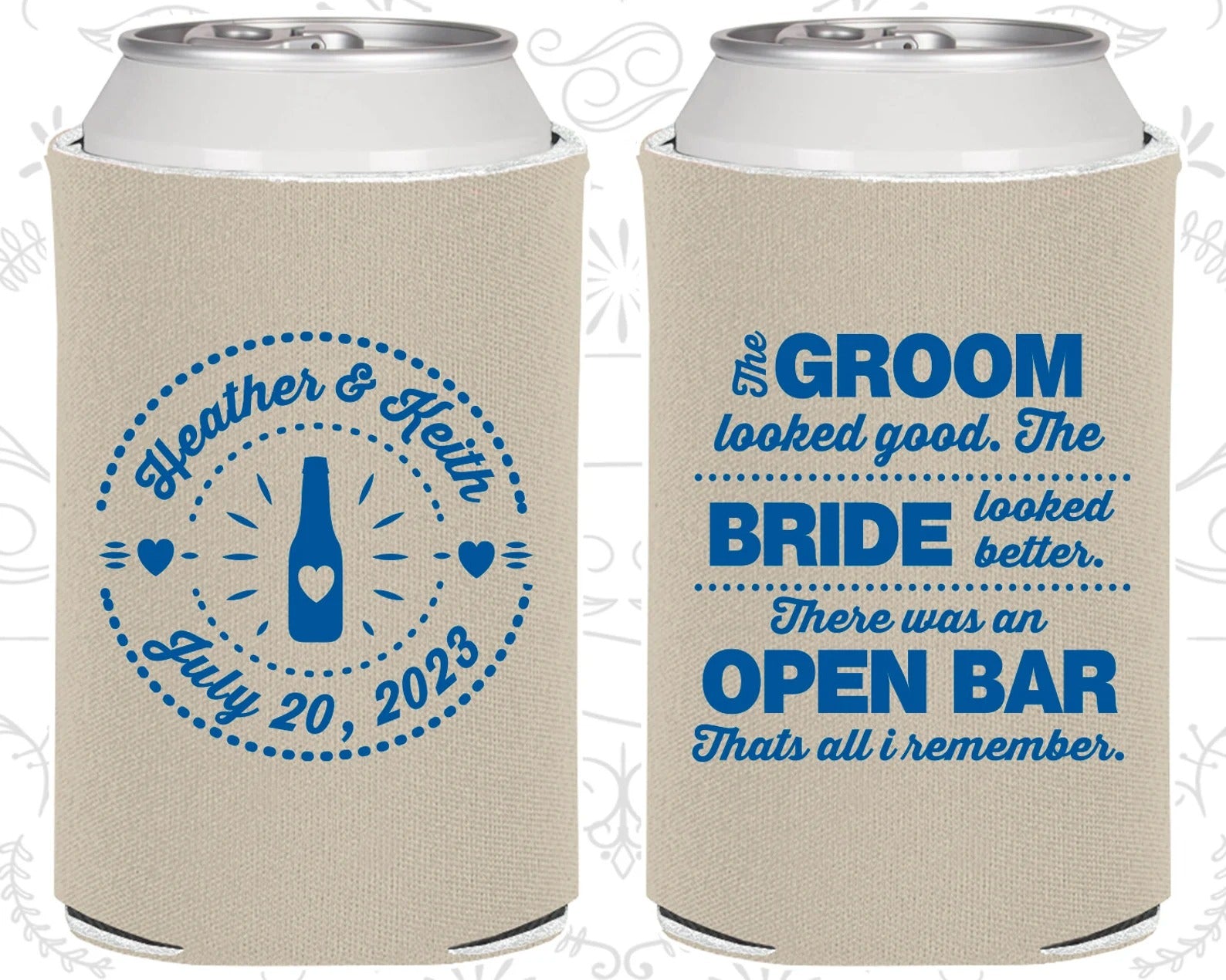 Custom Wedding Can Cooler - The Groom Looked Good
