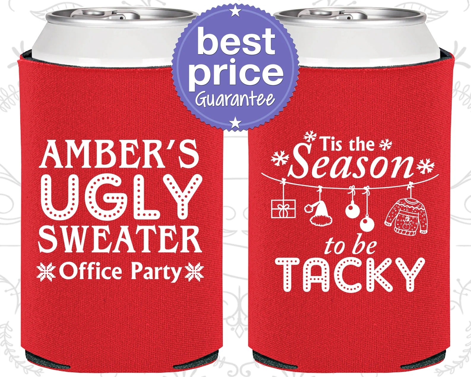 Custom Christmas Can Cooler - Ugly Christmas Sweater Party, Tacky Sweater Party