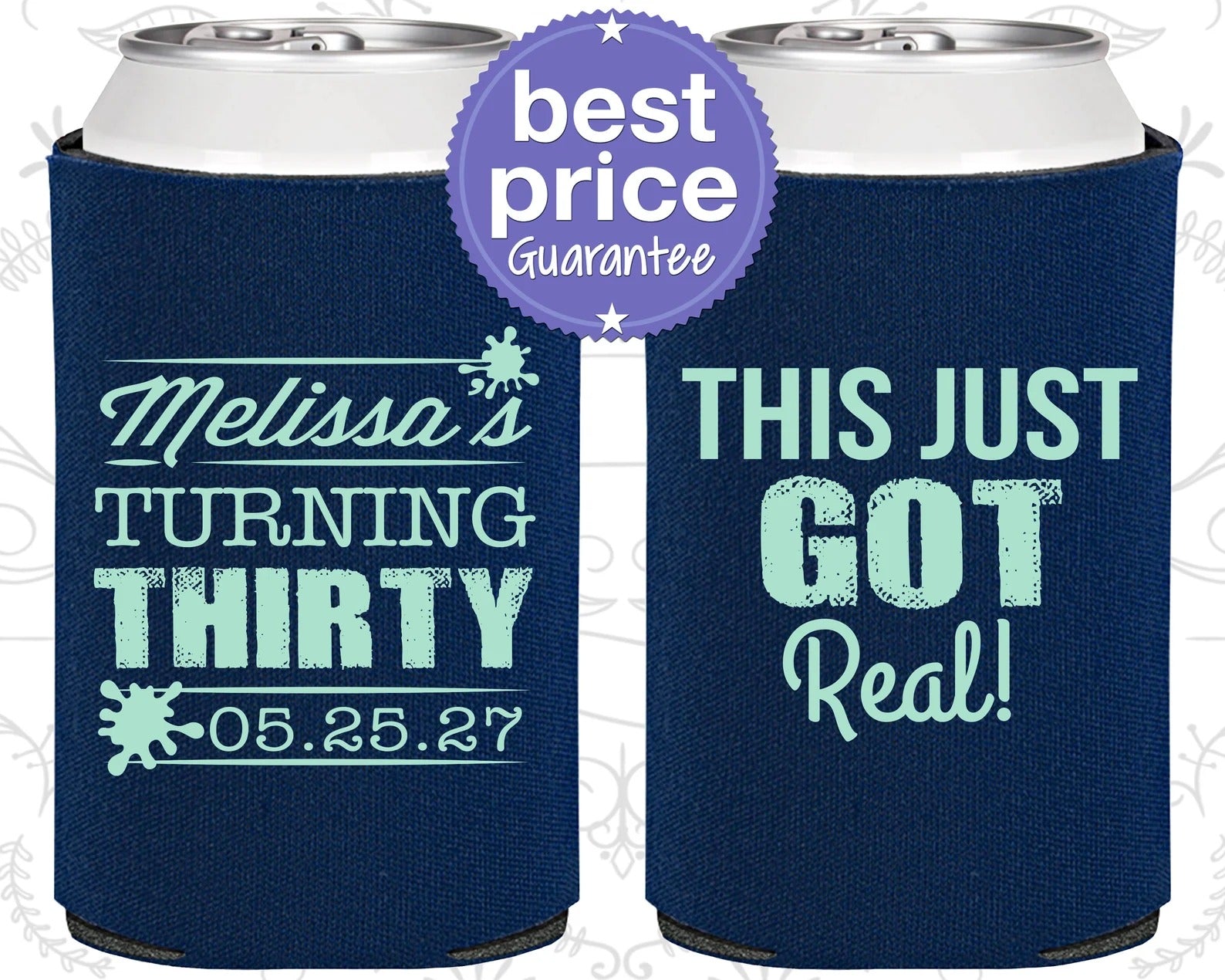 Custom Birthday Can Cooler - 30th Birthday Favors, Custom Birthday Favor