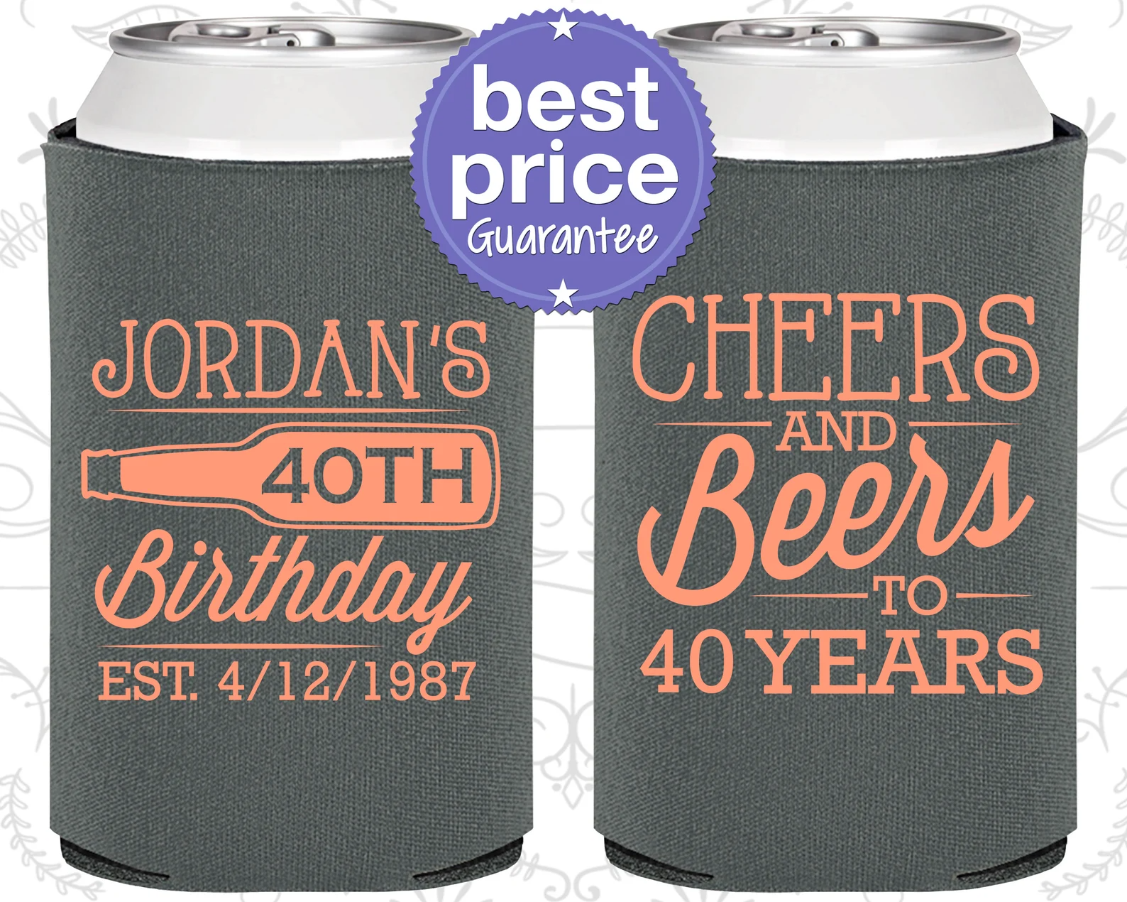 Custom Birthday Can Cooler - Cheers to 40 Years