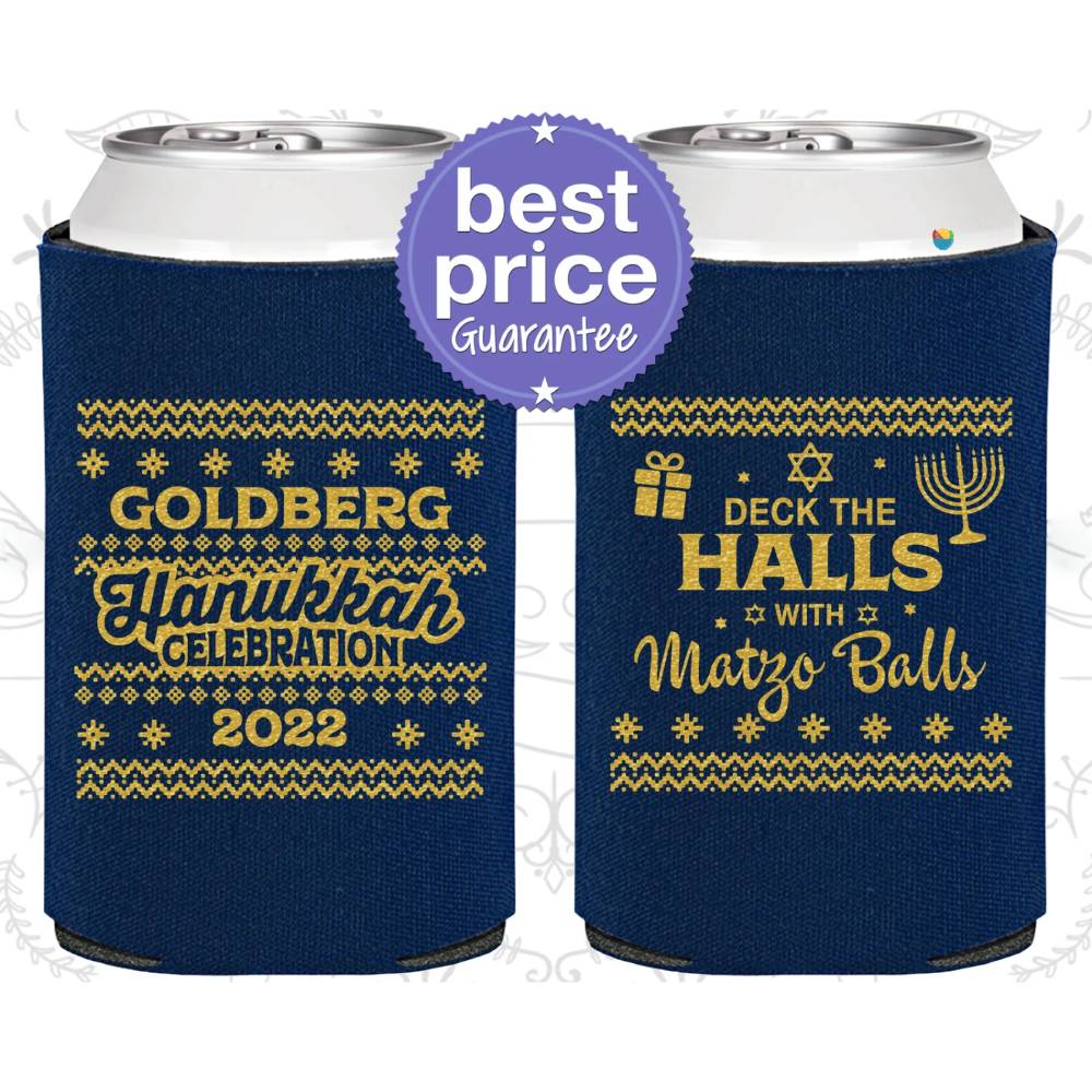 Custom Hanukkah Can Coolers - Hanukkah Decorations & Deck the Hall with Matzo Balls