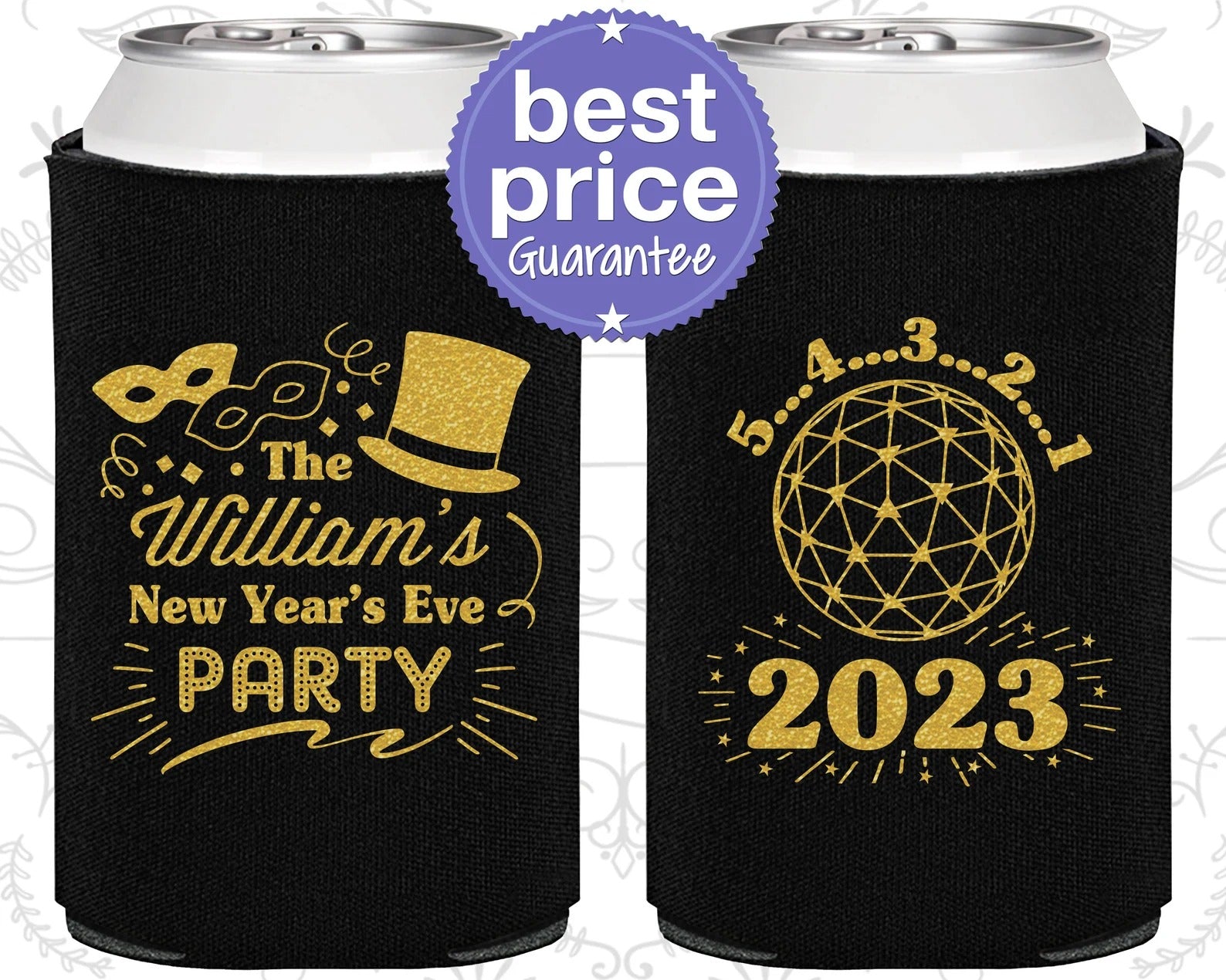 Custom New Year Eve Can Cooler - New Years Ball