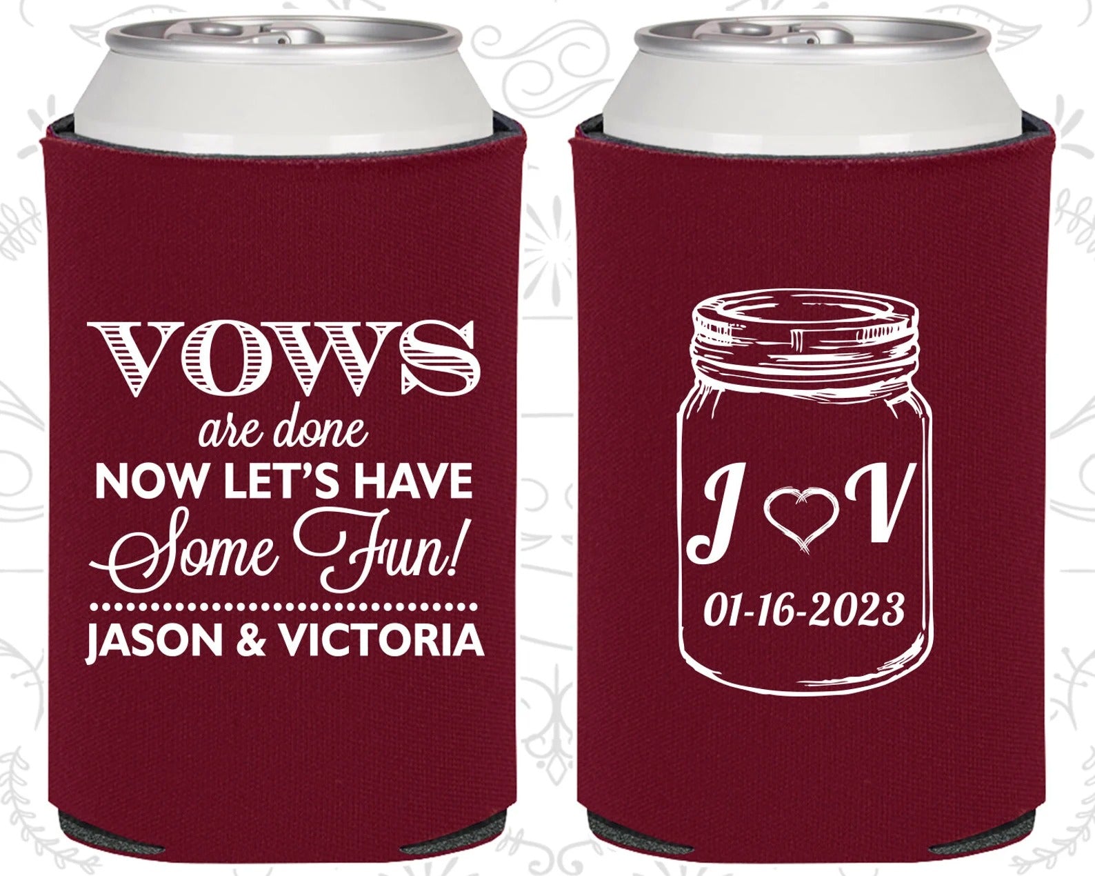 Custom Wedding Can Cooler - Mason Jar Wedding Gift, Unique Wedding Gift