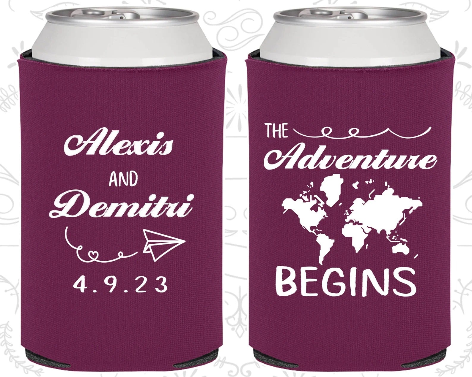 Custom Wedding Can Cooler - The Adventure Begins