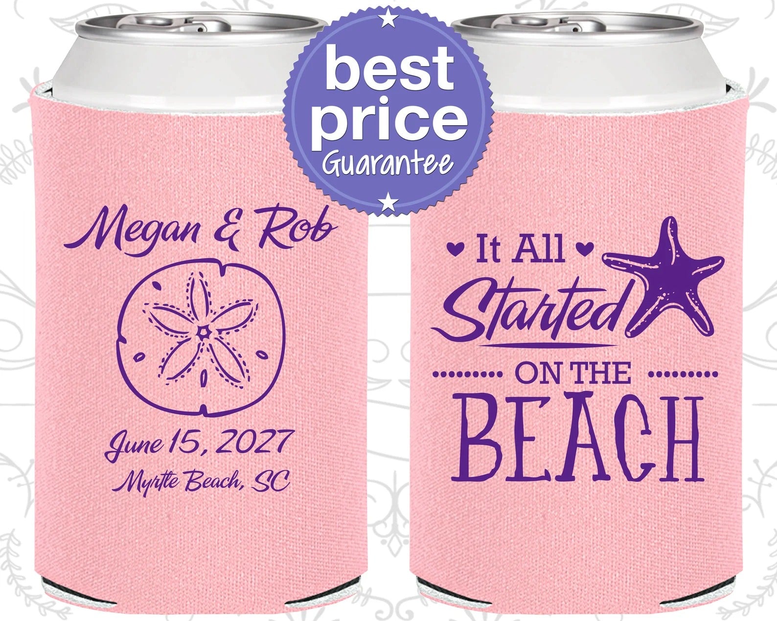 Custom Wedding Can Cooler - Beach Wedding Favors