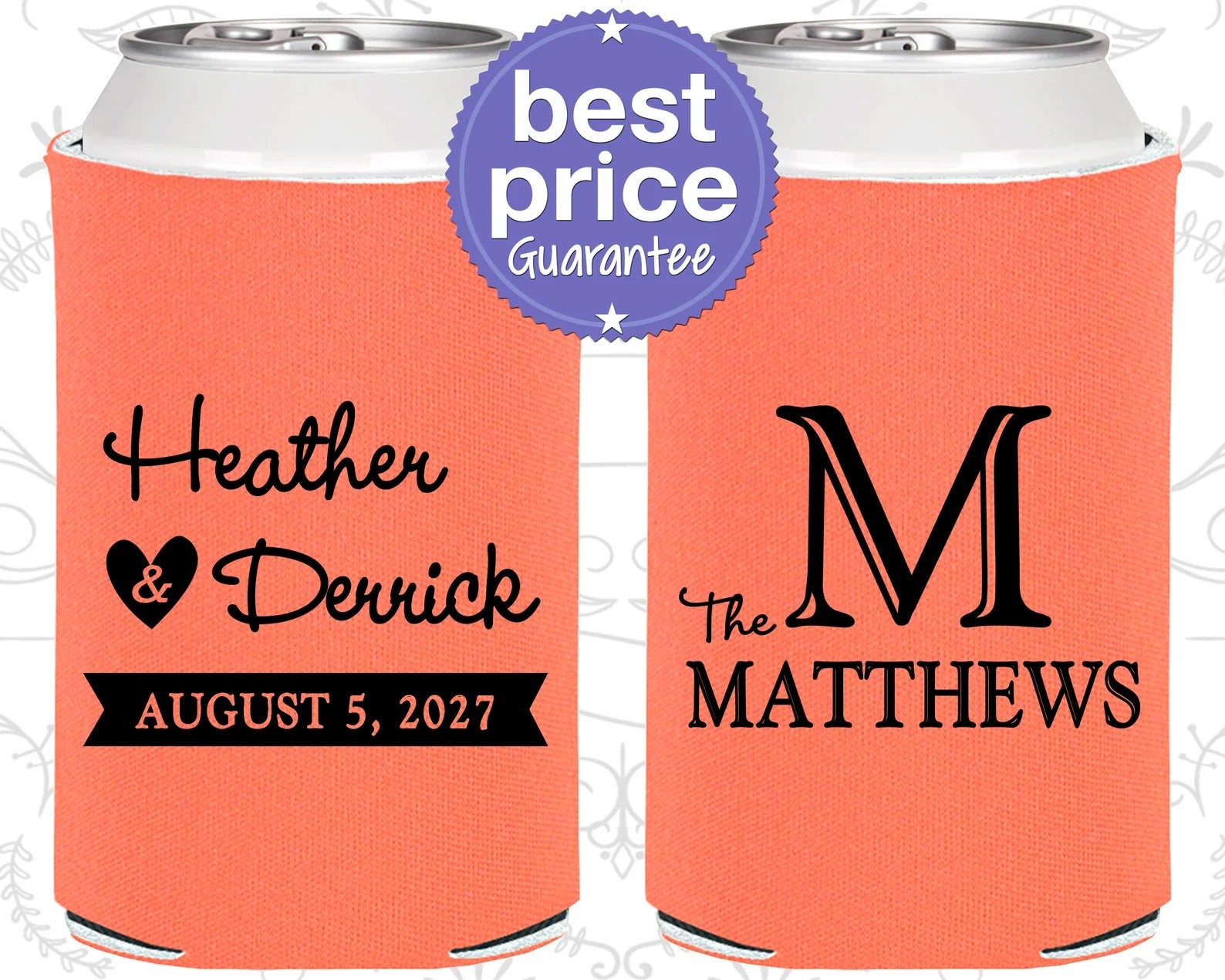 Custom Wedding Can Cooler - Monogram Wedding Favors