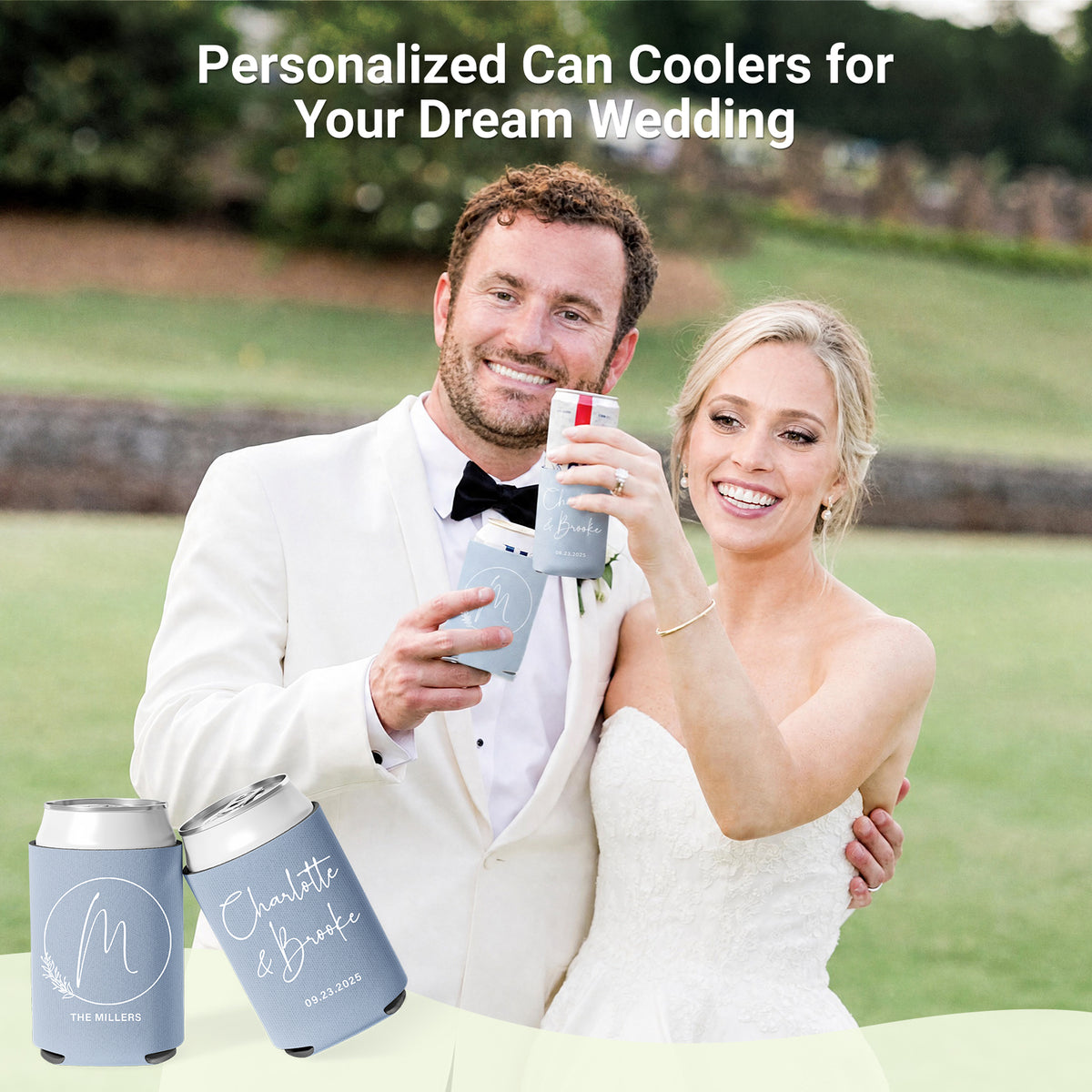 Personalized Wedding Can Coolers – 16 Designs, Bulk Wedding Favors for Guests