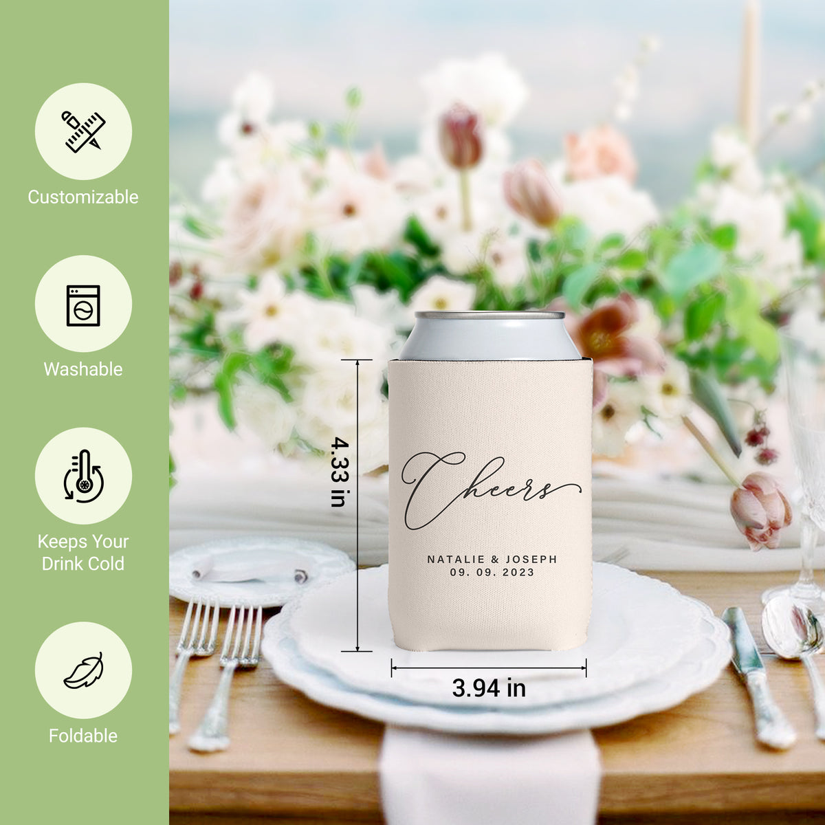 Personalized Wedding Can Coolers – 16 Designs, Bulk Wedding Favors for Guests