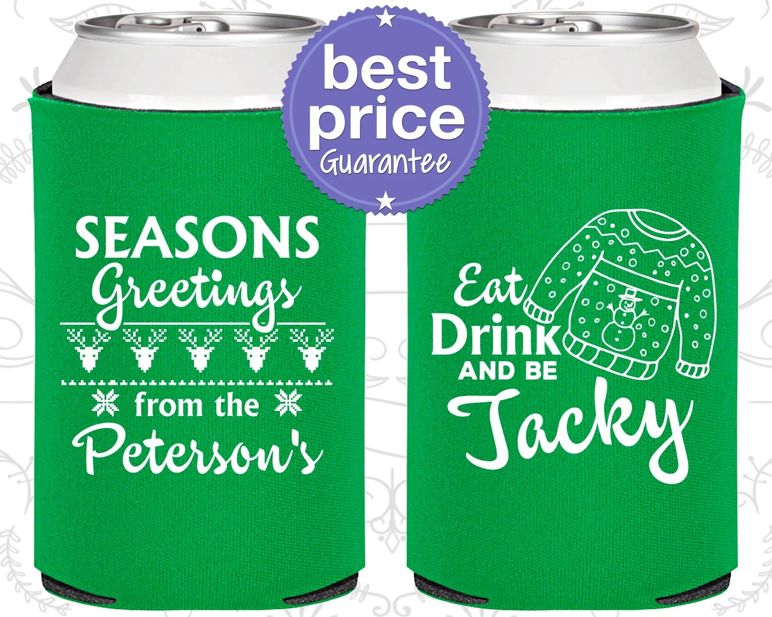 Custom Christmas Can Cooler - Ugly Sweater Party, Eat Drink and Be Tacky